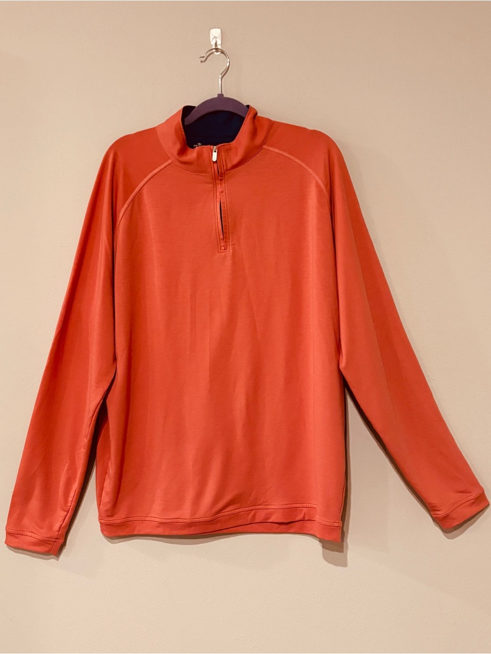 Peter Millar Seaside Men’s Coral Quarter Zip Stretch Pullover XL Long Sleeve